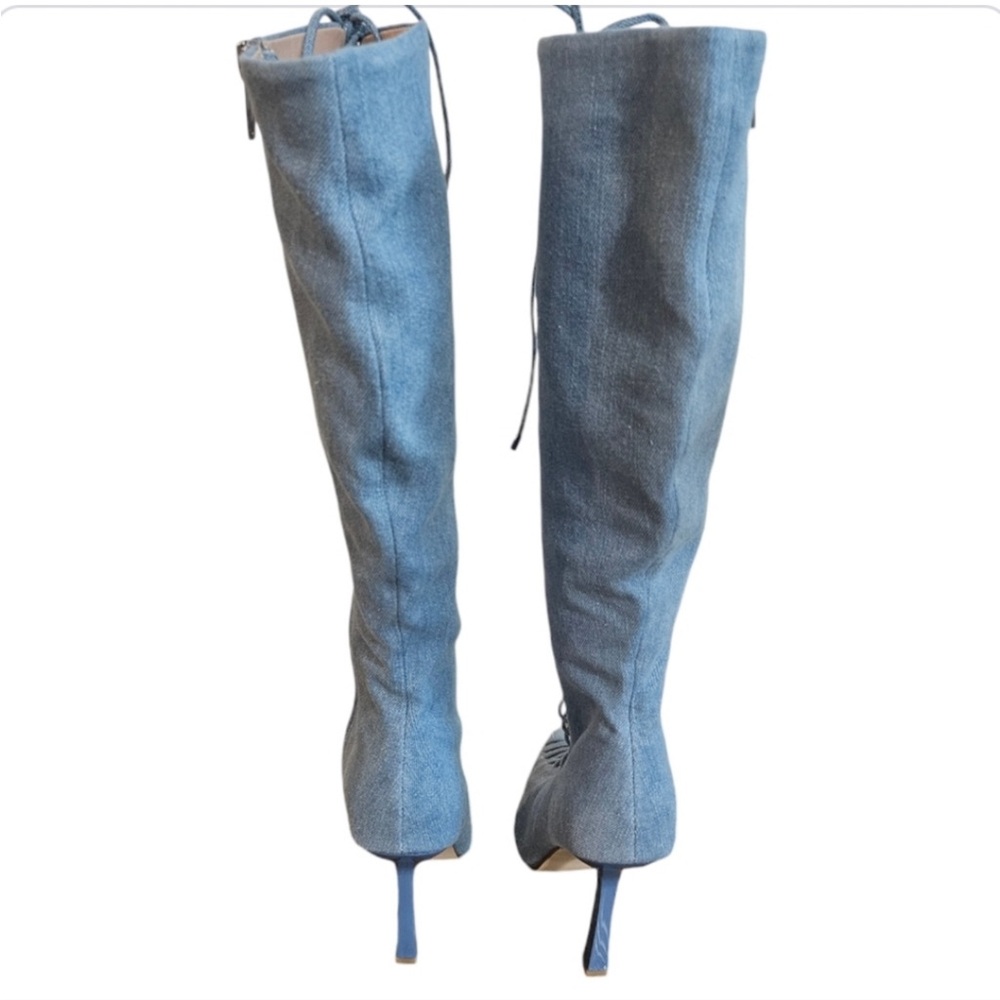 NEW Steve Madden “Killa” Blue Denim Lace Up Tall Boots NWT - Picture 6 of 6